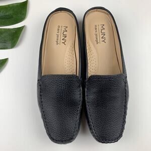 MJNY by Marc Joseph Briarwood Ct Mules Black Leather Slip On Loafers Women's 10
